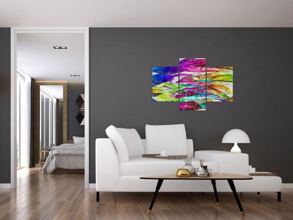 Kép - Téglafal színes lángokkal (90x60 cm)
