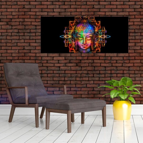Kép - Buddha mellszobra neon színekben (120x50 cm)
