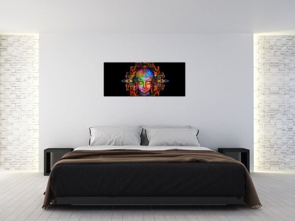 Kép - Buddha mellszobra neon színekben (120x50 cm)
