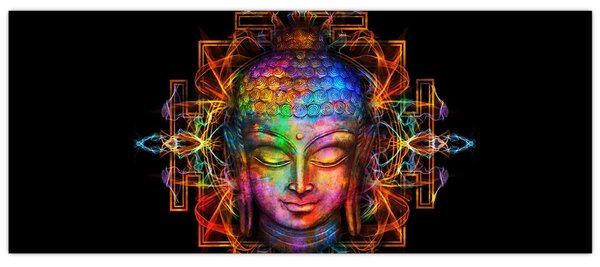 Kép - Buddha mellszobra neon színekben (120x50 cm)