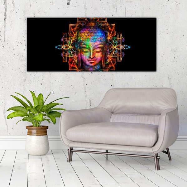 Kép - Buddha mellszobra neon színekben (120x50 cm)