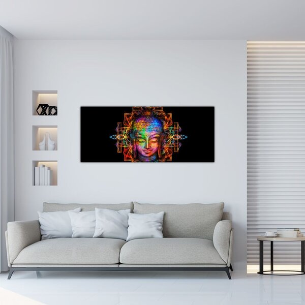 Kép - Buddha mellszobra neon színekben (120x50 cm)