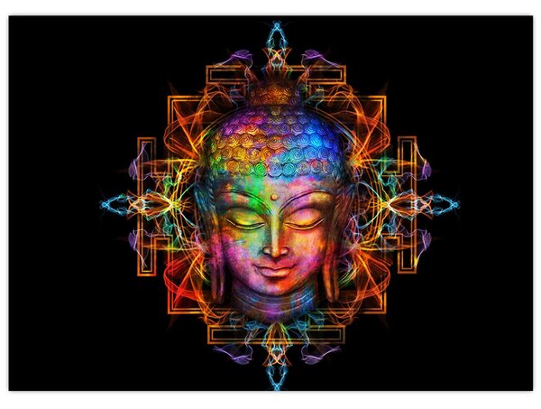 Kép - Buddha mellszobra neon színekben (70x50 cm)