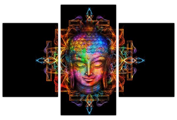 Kép - Buddha mellszobra neon színekben (90x60 cm)