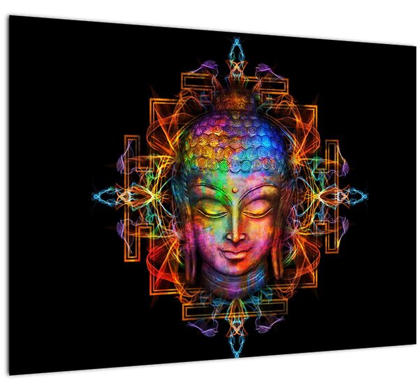 Kép - Buddha mellszobra neon színekben (70x50 cm)