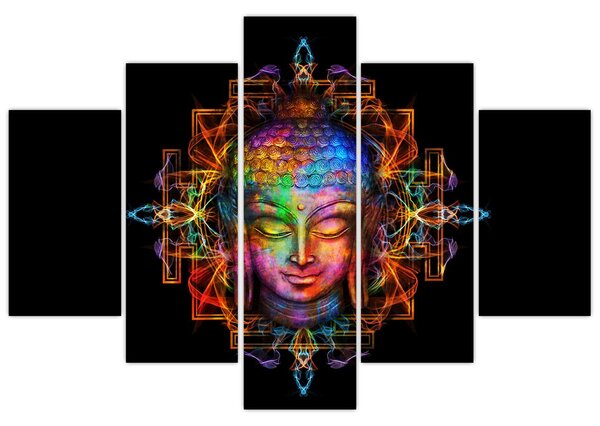 Kép - Buddha mellszobra neon színekben (150x105 cm)