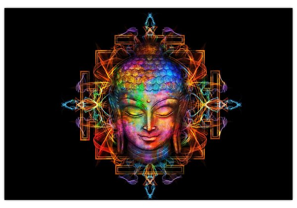 Kép - Buddha mellszobra neon színekben (90x60 cm)