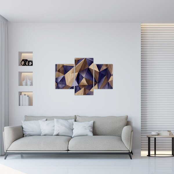 Kép - 3D fa háromszögek (90x60 cm)