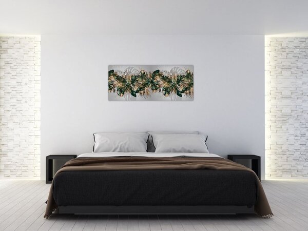 Kép - Gold-green, trópusi levelek (120x50 cm)