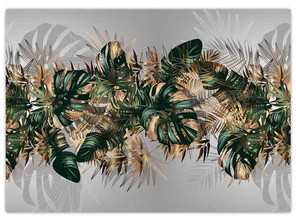 Kép - Gold-green, trópusi levelek (70x50 cm)