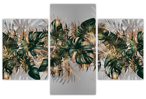Kép - Gold-green, trópusi levelek (90x60 cm)