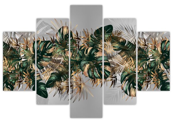 Kép - Gold-green, trópusi levelek (150x105 cm)