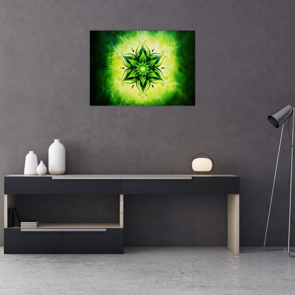 Kép - Virág mandala zöld háttérrel (70x50 cm)
