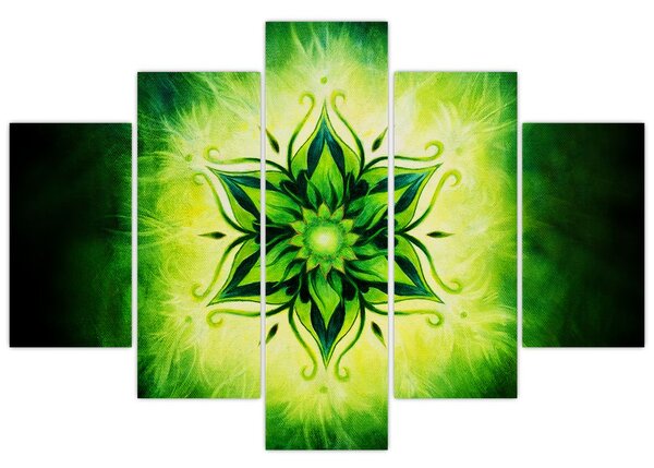 Kép - Virág mandala zöld háttérrel (150x105 cm)