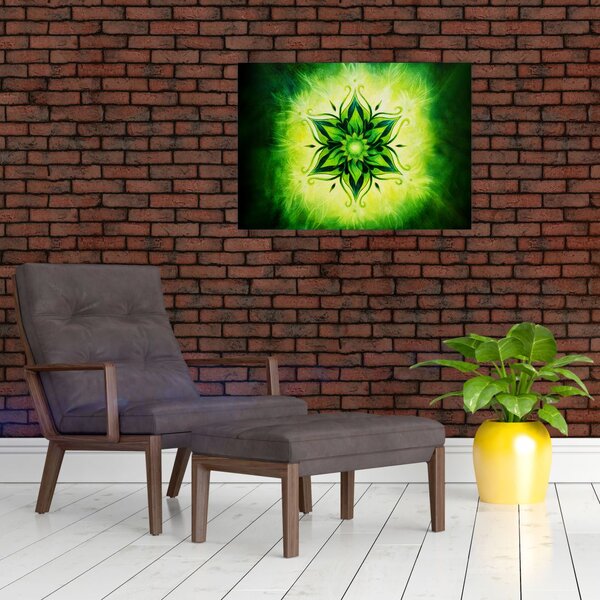 Kép - Virág mandala zöld háttérrel (70x50 cm)