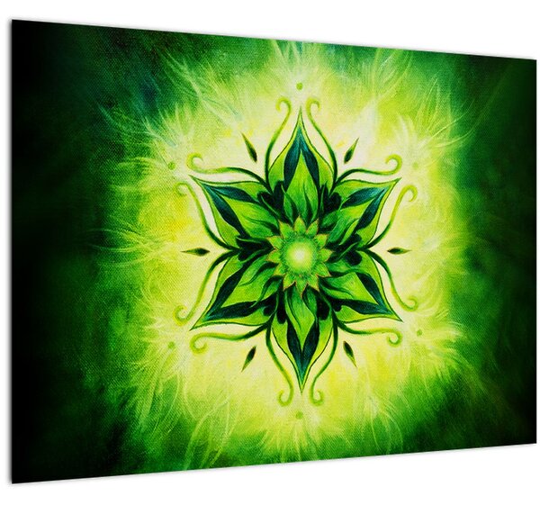 Kép - Virág mandala zöld háttérrel (70x50 cm)