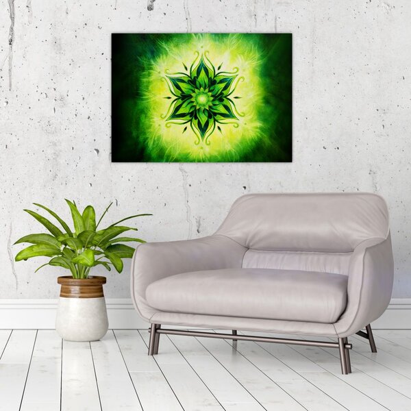 Kép - Virág mandala zöld háttérrel (70x50 cm)
