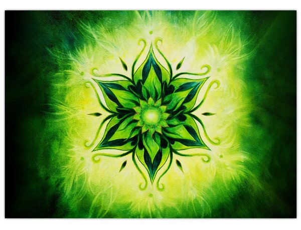 Kép - Virág mandala zöld háttérrel (70x50 cm)
