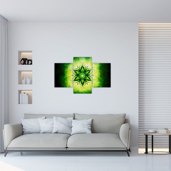 Kép - Virág mandala zöld háttérrel (90x60 cm)