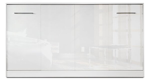 Horizontální sklápěcí postel 90x200 New Elegance - Bílý lesk
