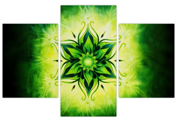 Kép - Virág mandala zöld háttérrel (90x60 cm)