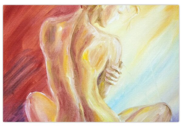 Pihenő nő képe, olajfestmény (90x60 cm)