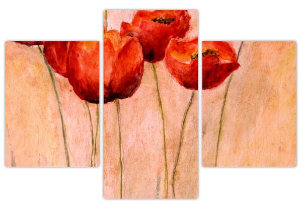 Kép - piros tulipán (90x60 cm)