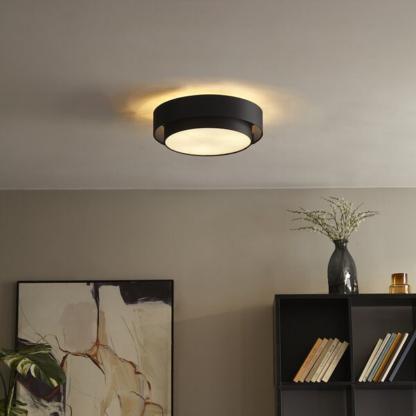 Modern mennyezeti lámpa fekete 50 cm 3-lámpás - Drum Duo