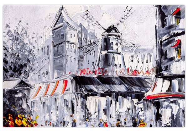 Kép - utca Párizsban, olajfestmény (90x60 cm)