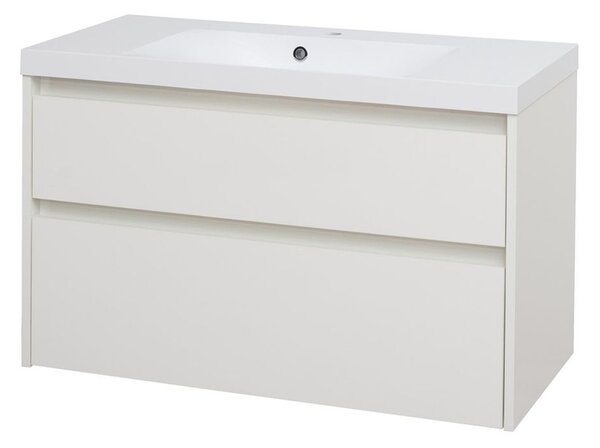 Mereo Mereo, Opto, Fürdőszobaszekrény öntött márvány mosdóval, 101 cm, fehér, MER-CN912M