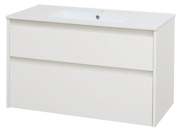 Mereo Mereo, Opto, fürdőszoba szekrény kerámia mosdóval 101 cm, fehér, MER-CN912