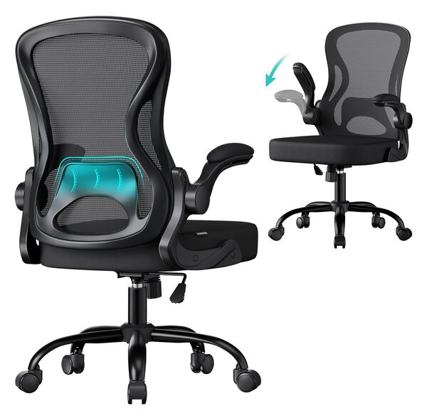 SONGMICS ergonomikus irodai szék, forgatható hálós íróasztali szék, fekete