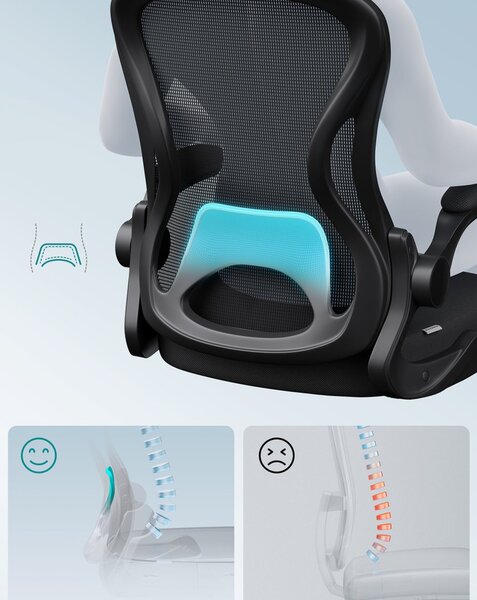 SONGMICS ergonomikus irodai szék, forgatható hálós íróasztali szék, fekete
