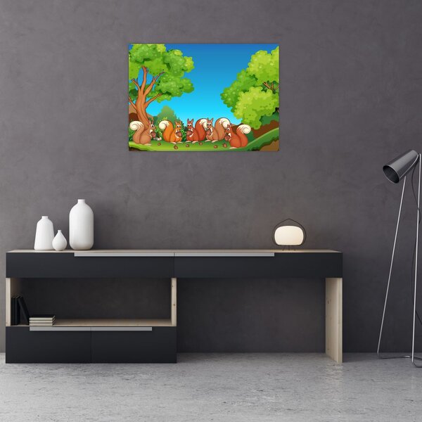 Kép - boldog mókusok (70x50 cm)