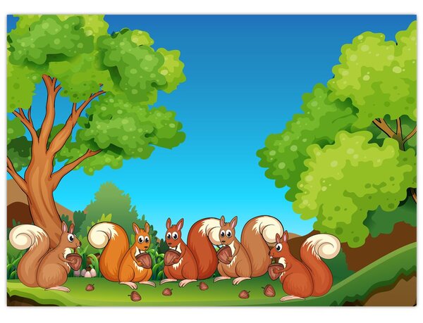 Kép - boldog mókusok (70x50 cm)
