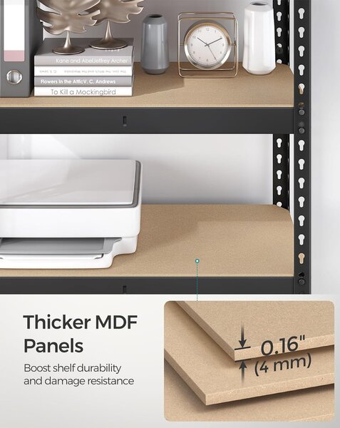 SONGMICS 5 szintes polcrendszer készlet 2 db-os, 30×75×150 cm, fekete