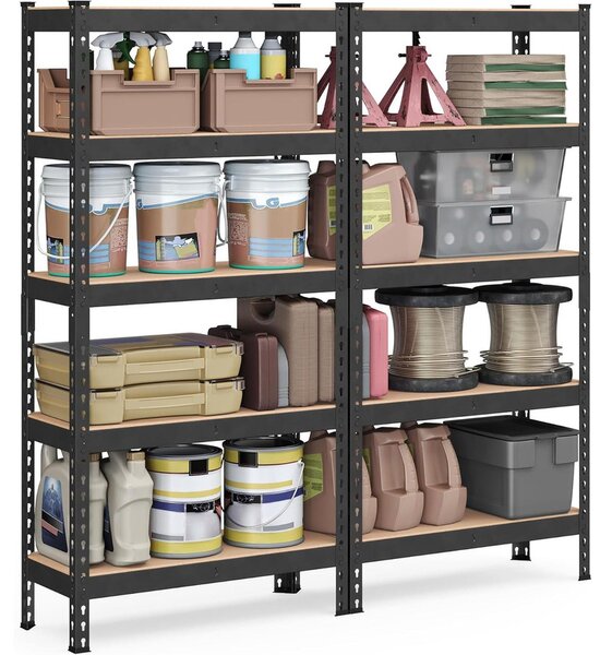 SONGMICS 5 szintes polcrendszer készlet 2 db-os, 30×75×150 cm, fekete