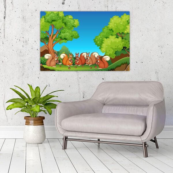 Kép - boldog mókusok (90x60 cm)