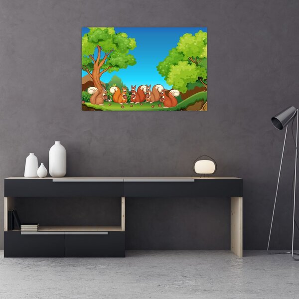 Kép - boldog mókusok (90x60 cm)