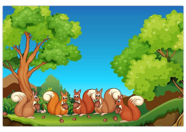 Kép - boldog mókusok (90x60 cm)