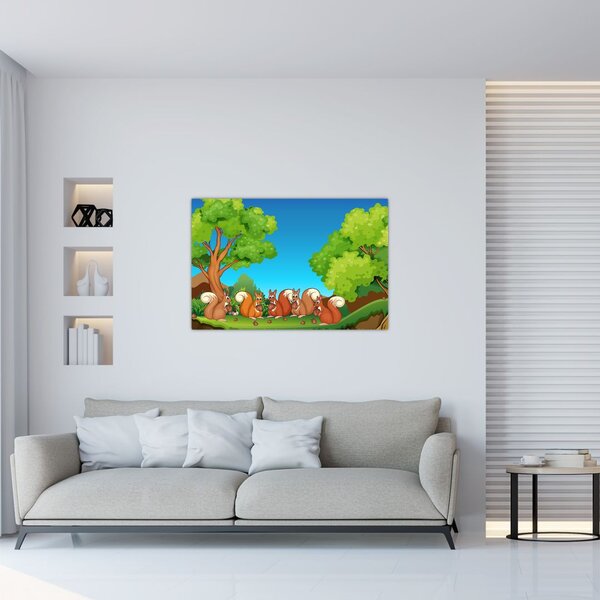 Kép - boldog mókusok (90x60 cm)
