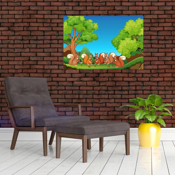 Kép - boldog mókusok (90x60 cm)