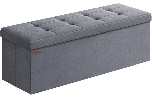 Összecsukható Puff Tárolópad 38 x 110 x 38 cm, 300 kg teherbírás, szürke