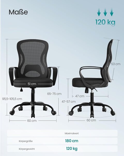 Irodai Szék Ergonomikus Hálós Forgószék, fekete