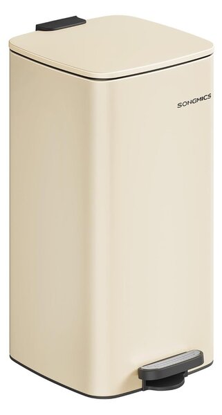 Konyhai szemetes, 30 literes, pedálos kuka, acél, 28,5 x 28,3 x 49,5 cm, homokbézs