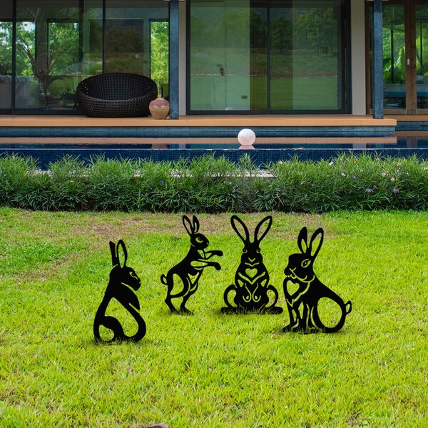 Rabbits 4 darab Kerti dekoráció Fekete