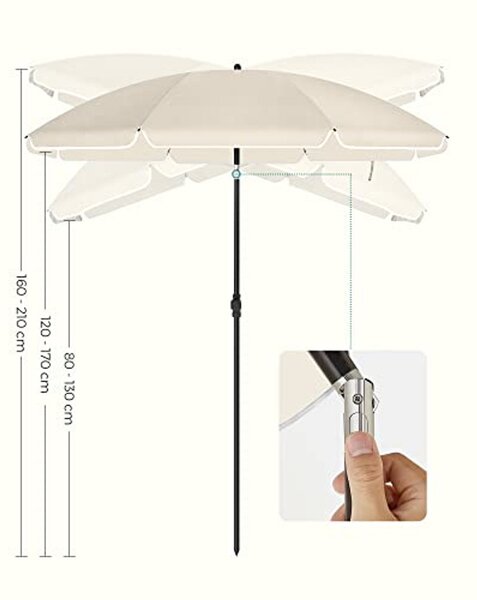 Napernyő 160 cm, Napvédelem UPF 50+, 30°-ban dönthető, talp nélkül, bézs