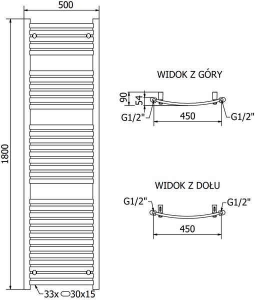 Mexen, Mexen Helios elektromos melegítő 1800 x 500 mm, 900 W, króm - W103-1800-500-2900-01