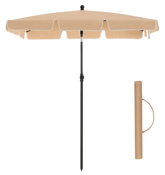 Téglalap alakú napernyő 2 × 1,25 m, UPF 50+ védelem, dönthető, talp nélkül, taupe