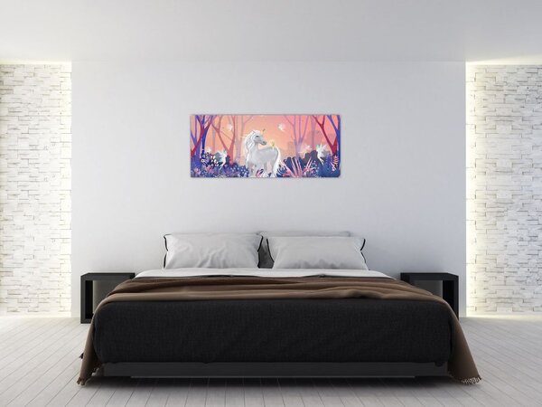 Kép - egyszarvú alatt egy varázslatos erdőben (120x50 cm)